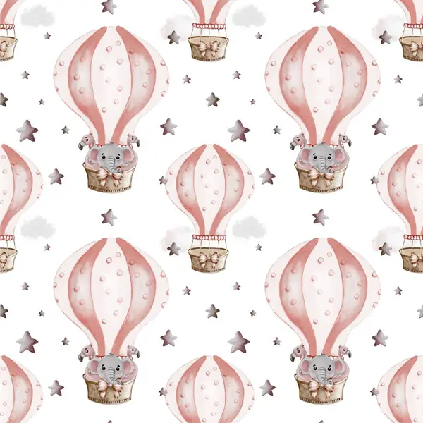 Filli ve yıldızlı pembe balonlar sergilenen neşeli tasarım, kumaş veya duvar kağıdı uygulamaları için mükemmel..