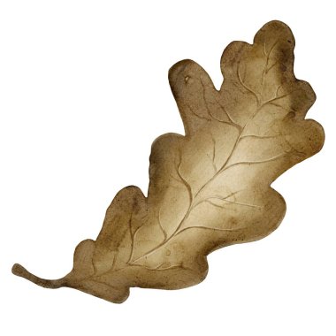 Sonbaharın özünü yakalayan bir meşe yaprağının suluboya tasviri mevsimsel tasarımlar ve dekorlar için mükemmel..