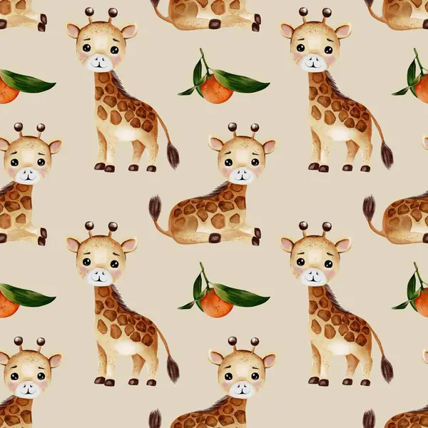 Bu tuhaf desen parlak turuncu elementlerle birlikte, tekstil ya da ambalaj kağıdı için mükemmel zürafalar içerir..