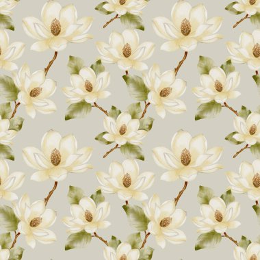 Büyüleyici suluboya çiçekleri, tekstil ürünleri, ambalaj kağıtları ve açık arkaplanı olan duvar kağıtları için kusursuz bir desen oluşturur..