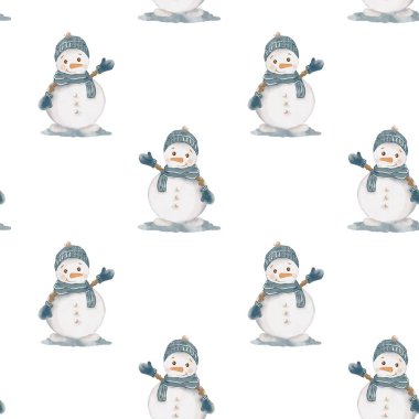 Hoş şapkalar ve eşarplarla renkli kardan adamlar çeşitli zanaatlar için uygun neşeli bir şablon oluşturur..