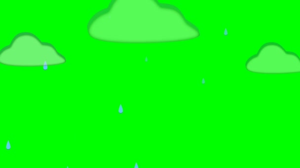 Green Screen Animation Rain Clouds — Stock video