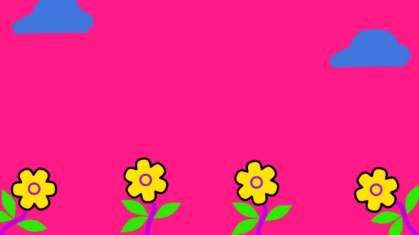 Cadres Animés Avec Belles Fleurs Mobiles Décoration Nuages — Video
