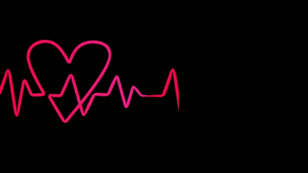 Animación Movimiento Del Latido Del Corazón Sobre Fondo Negro — Vídeo de stock