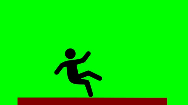 Animation Panneau Avertissement Glissant Sur Écran Vert Animation Danger Sol — Video