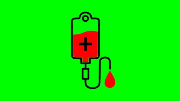 Ilustración Animada Gotas Sangre Que Salen Concepto Transfusión Sangre Flask — Vídeos de Stock