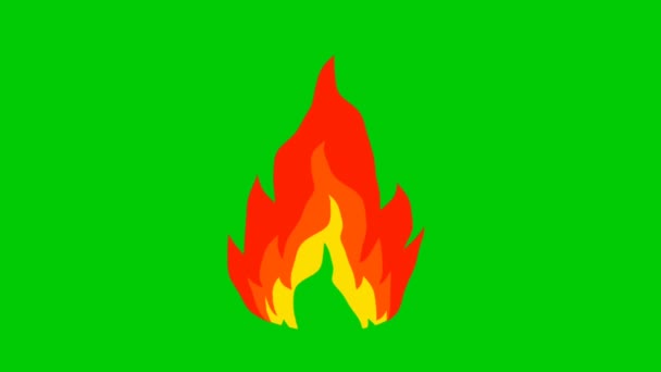 Animált Illusztrációja Égő Tűz Zöld Képernyőn — Stock videók
