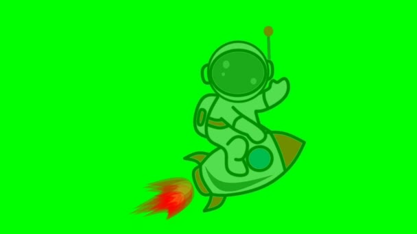 Ilustración Animada Astronauta Volando Cohete Concepto Misión Para Lograr Éxito — Vídeo de stock