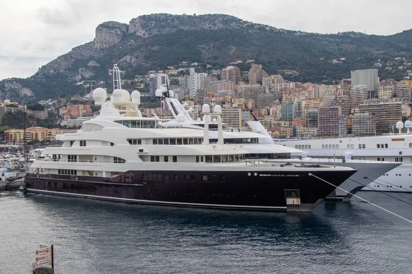 stock image La Condamine, Monaco, April 20th 2023:- A yacht in Port Hercules, the main port of Monaco, located in the La Condamine ward.