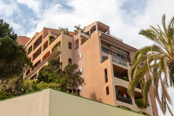 stock image Fontvieille, Monaco, April 20th 2023:- Residential buildings in the Fontvieille ward of Monaco. Fontvieille is built entirely on reclaimed land 