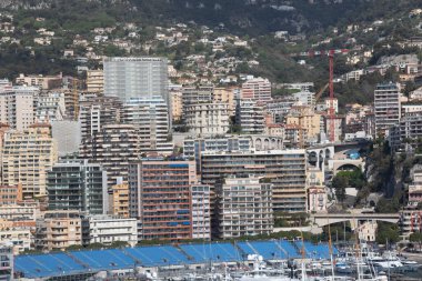 Monako-Ville, Monako, 20 Nisan 2023 Monako-Ville 'den alınan binaların manzarası.