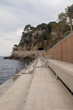 Monako, Monako, 22 Nisan 2023 La Condamine Ward 'daki Solaryum Sahili manzarası