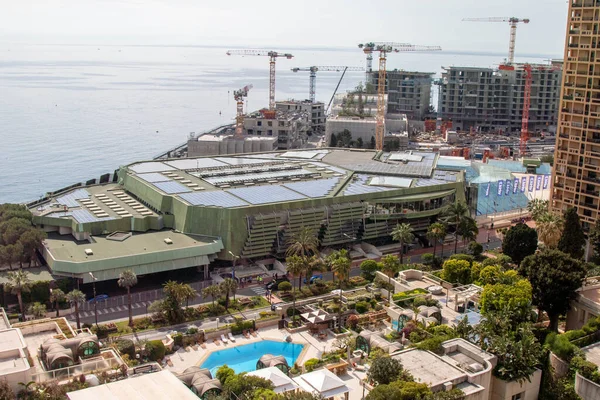 stock image Monaco, Monaco April 22nd 2023:- A view of the Grimaldi Forum with Le Portier ward being built in the background