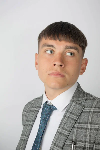 Young Entrepreneur Wearing Suit Tie Looking Worried — Stock Photo, Image