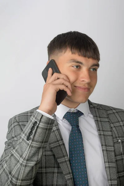 Young Entrepreneur Wearing Suit Tie Making Phone Call — Stock Photo, Image
