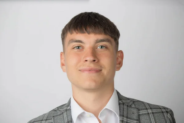 stock image Young entrepreneur wearing a suit jacket and open neck shirt without a tie