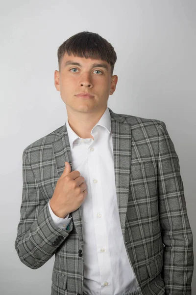 Young Entrepreneur Wearing Suit Jacket Open Neck Shirt Tie — Stock Photo, Image
