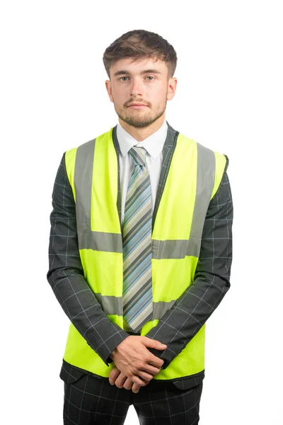 Portrait Business Man Suit Vis Vest — Stock Photo, Image
