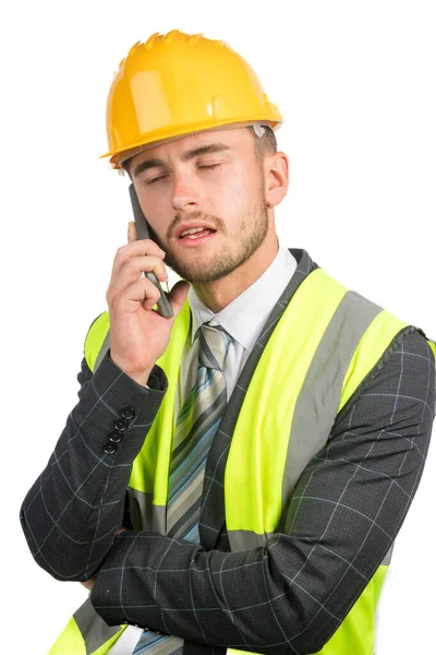 Takım Elbiseli Bir Adamının Portresi Yüksek Çözünürlüklü Yelek Cep Telefonu — Stok fotoğraf