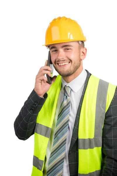 Takım Elbiseli Bir Adamının Portresi Yüksek Çözünürlüklü Yelek Cep Telefonu — Stok fotoğraf