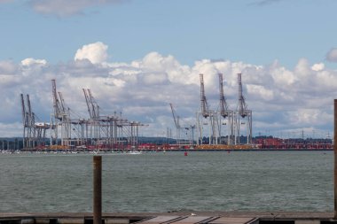 Southampton, İngiltere - 6 Ağustos 2023 Southampton Limanı manzarası