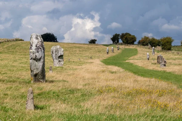 Stones West Kennet Avenue Parallel Line Standing Stones Leading Out — Stock Photo, Image