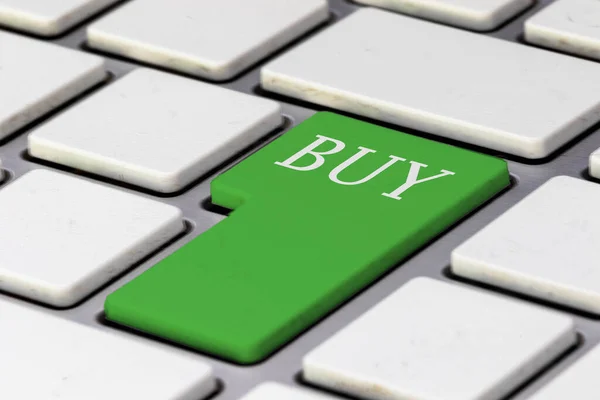Зелена Кнопка Купити Клавіатурі — стокове фото