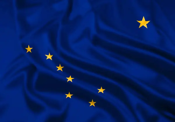 Flaggan Den Amerikanska Delstaten Alaska Ripplade — Stockfoto