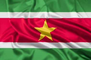Surinam Cumhuriyeti Bayrağı Dalgalanma Efektiyle