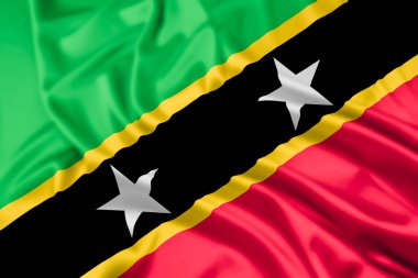 Saint Kitts ve Nevis Federasyonu Bayrağı Dalgalanma Efektiyle