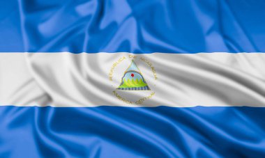 Nikaragua Cumhuriyeti Bayrağı Dalgalanma Efektiyle