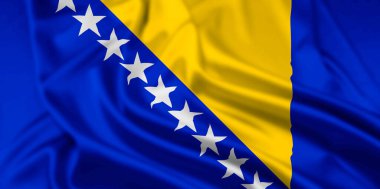 Bosna-Hersek Bayrağı Dalgalanma Efektiyle