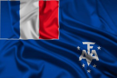 The Flag of French Southern and Antarctic Lands, and Overseas Territory of France,  with a Ripple Effect clipart