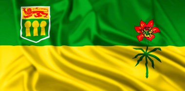 Kanada 'nın Saskatchewan eyaletinin bayrağı, dalgalanma etkisi ile