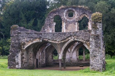 Surrey UK, Farnham yakınlarındaki Waverley Abbey harabelerinde bir tavan. Bu İngiltere 'deki ilk manastır kilisesiydi.