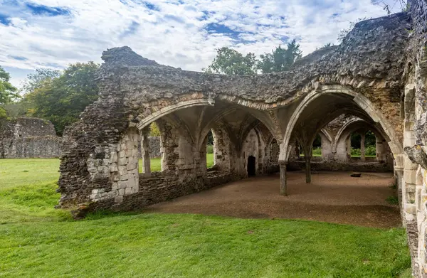 stock image A vaulted ceiling at the Ruins of Waverley Abbey, located near Farnham, Surrey UK. This was the first Cistercian Abbey in England