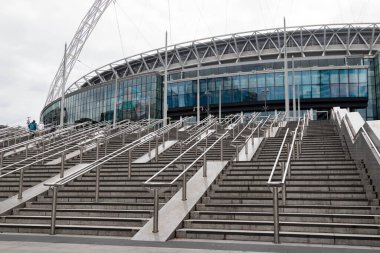 Londra, Birleşik Krallık, 7 Ağustos 2024: Wembley Stadyumu 'nun dış görünüşü, İngiltere Futbol Takımı' nın anavatanı.