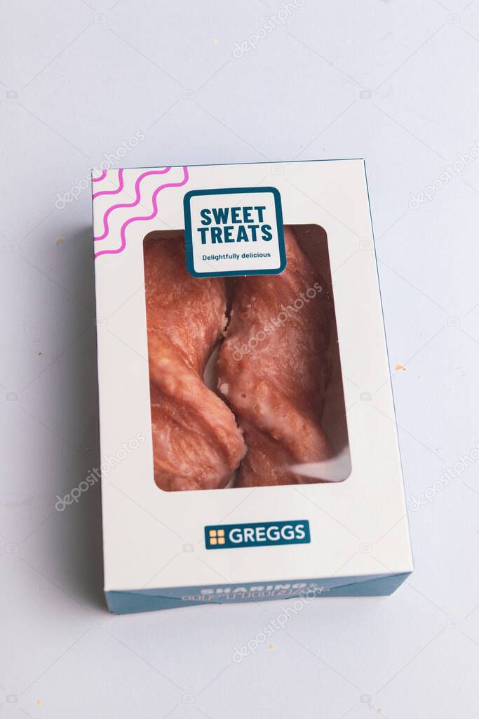 London, United Kingdom, May Twentieth 2025:- A Studio Shot of Greggs Takeout Holder for Coffee, Greggs is a retail Bakery Chain in the Uk