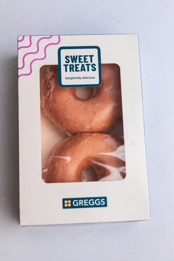 London, United Kingdom, May Twentieth 2025:- A Studio Shot of Greggs Takeout Holder for Coffee, Greggs is a retail Bakery Chain in the Uk