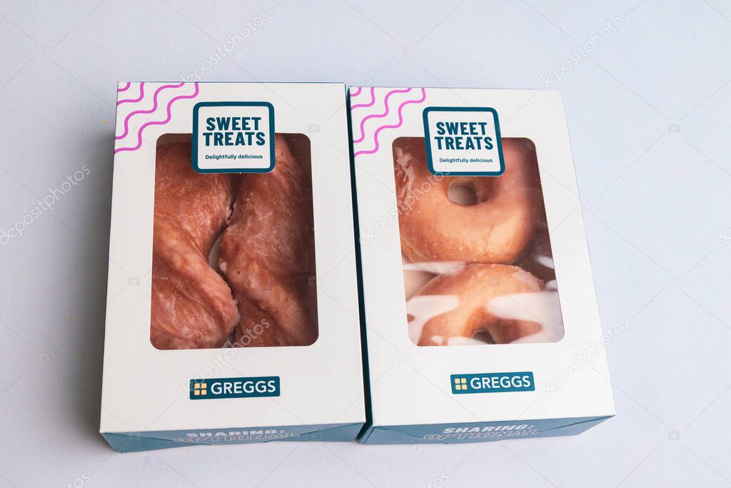 London, United Kingdom, May Twentieth 2025:- A Studio Shot of Greggs Takeout Holder for Coffee, Greggs is a retail Bakery Chain in the Uk