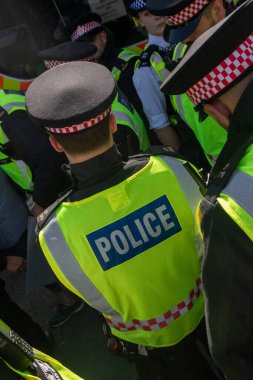 Londra, Birleşik Krallık, 9 Ağustos 2025 - Londra Parlamento Meydanı 'nda Filistin Eylem Protestosu, polis bir protestocuyu tutukladı