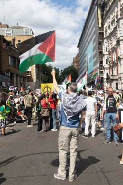 Londra, Birleşik Krallık, 9 Ağustos 2025 - Filistin yanlısı, Londra 'da Gazze' de Savaş Karşıtı Protesto, Filistin bayrağı