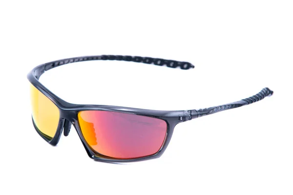 Fashion Zonnebril Zwarte Frames Bescherming Lens Witte Achtergrond — Stockfoto