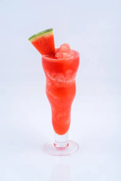 Beverages of summer. Watermelon smoothie on the white background.