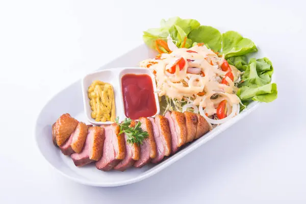 Chicken Breast Salad on the white background.