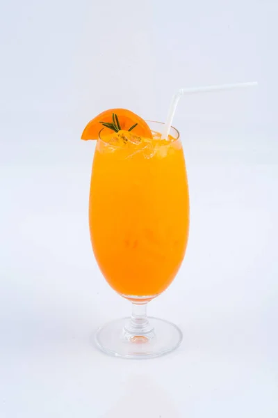 Een Smoothie Sinaasappelsap Drank Voor Zomer Witte Achtergrond — Stockfoto