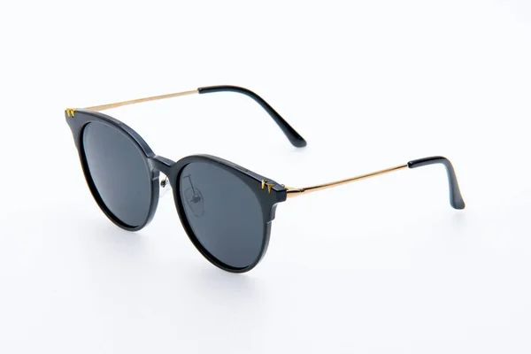 Mode Solglasögon Svart Och Guld Ramar Vit Bakgrund — Stockfoto