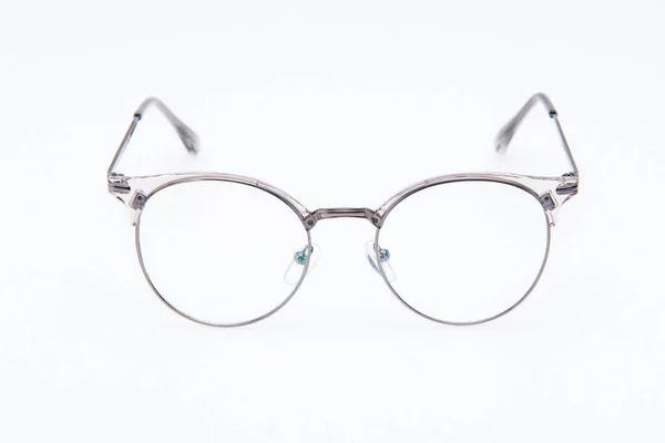 Mode Solglasögon Silver Ramar Vit Bakgrund — Stockfoto