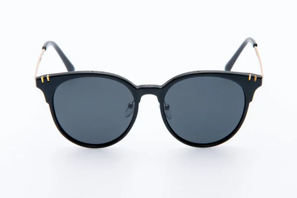 Mode Solglasögon Svart Och Guld Ramar Vit Bakgrund — Stockfoto