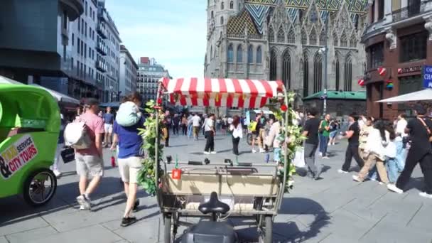 Wenen Oostenrijk Juli 2023 Oude Stad Stephansplatz Toeristisch Wandelen — Stockvideo